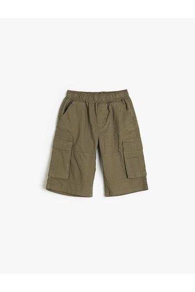 Koton Cotton Cargo Shorts - Elastic Waist and Side Pocket
