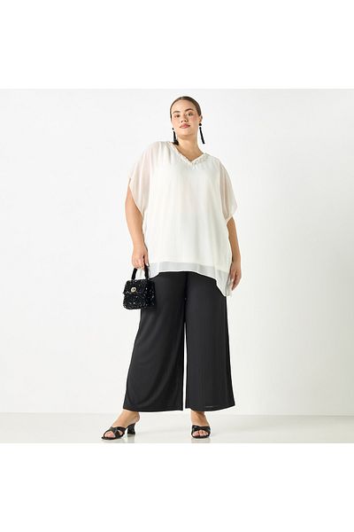 Ulla Popken Plus Size Ulla Popken Embellished V-Neck Top