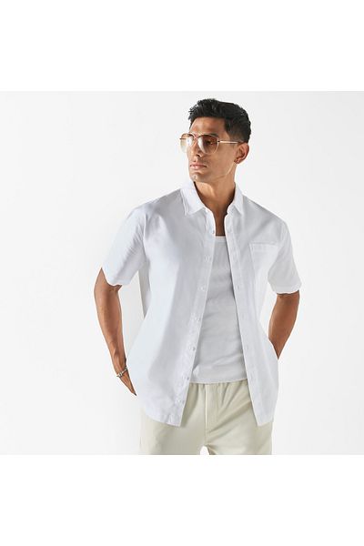 Iconic Solid Shirt with Short Sleeves and Pocket