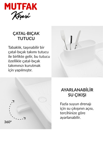 Mutfak Köşesi White Openable and Sliding Dish Rack Basket