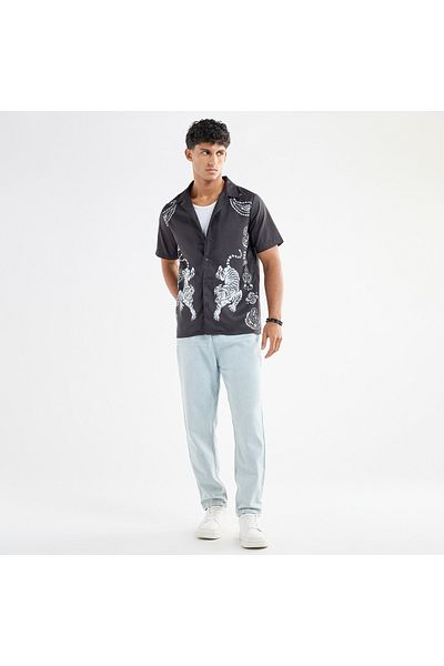 FAV Regular Fit Printed Shirt with Short Sleeves