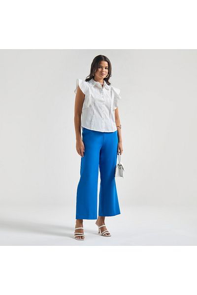 FAV Shirt with Flutter Sleeves and Lace Detail
