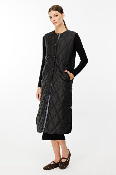 Micca MRN Çizgi Detaylı Zamansız Kapitone Yelek.-Siyah