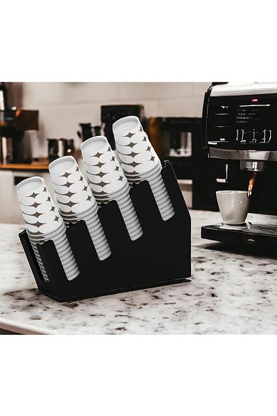 MetaCraft 4 Compartment Stepped Paper Cup Stand - Compatible with 8 Oz Cups