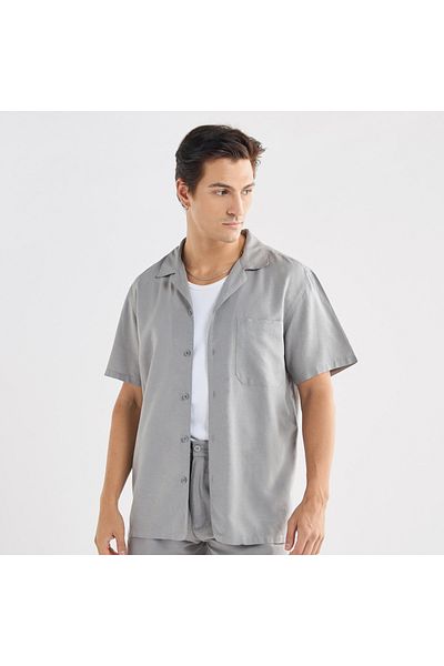 FAV Regular Fit Shirt with Camp Collar and Short Sleeves