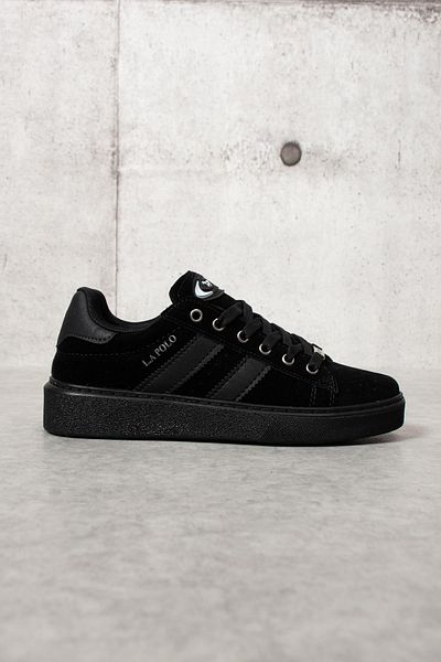 L.A Polo 503 Black Color Black Sole Lace up Casual Women's Sports Shoes