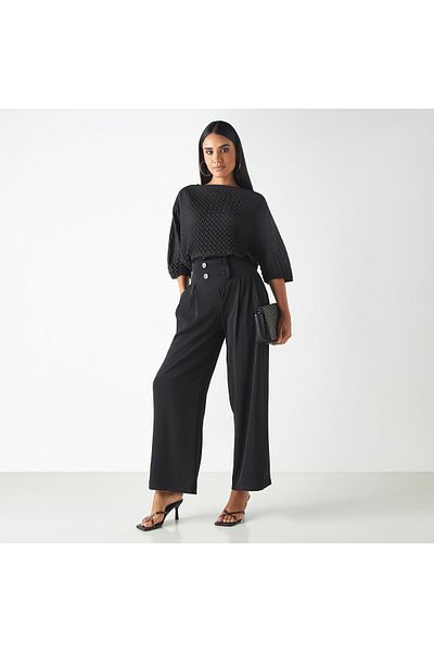 2Xtremz Chevron Textured Top with Drop Shoulder Sleeves