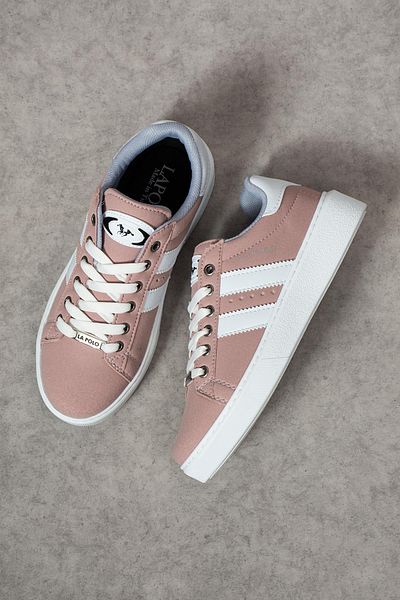 L.A Polo 503 Powder Color White Sole Lace up Casual Women's Sports Shoes