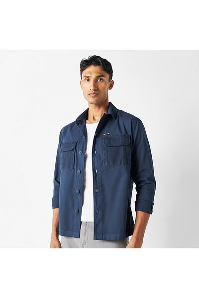 ECKO Unltd Solid Utility Shirt with Pockets and Long Sleeves