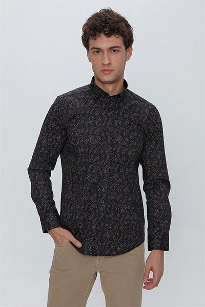 İmza Cămașă clasică din bumbac lycra, cu mânecă lungă, albastru închis 1004225245