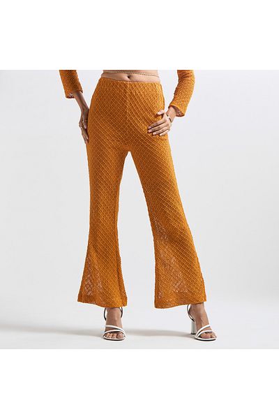 FAV Textured Flared Pants with Elasticised Waistband