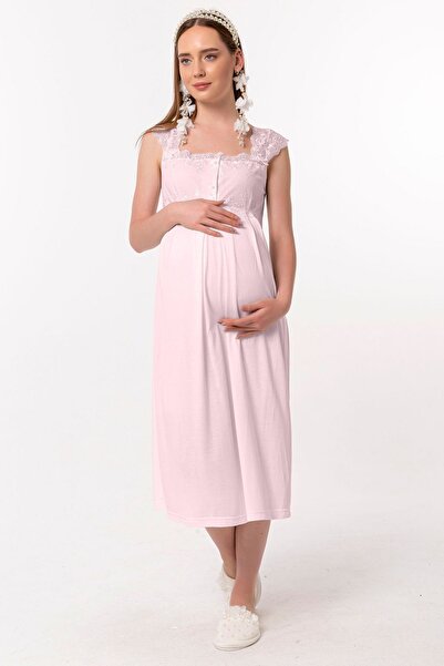 ByLohusa Βαμβακερό νυχτικό εγκυμοσύνης με άνετη εφαρμογή και δυνατότητα θηλασ...