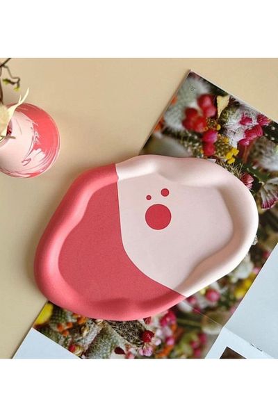 thiramis homeconcept صينية وردية غير منتظمة على طراز Pinterest - مجموعة ديكور ومجوهرات