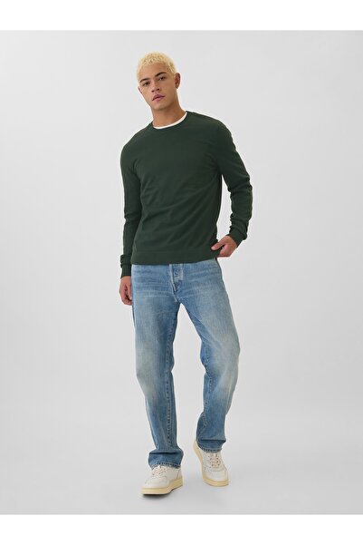 GAP Erkek Yeşil %100 Pamuk Crew Kazak