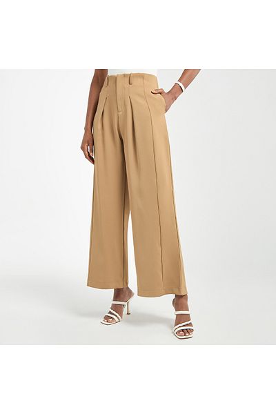 FAV Solid Wide Leg Pants with Pockets