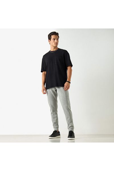 Iconic Solid Slim Fit Joggers with Drawstring Closure and Pockets