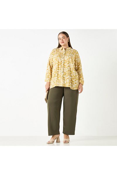 Ulla Popken Plus Size Ulla Popken Pants with Elasticated Waistband
