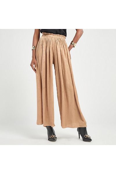 FAV Textured Wide Leg Pants with Elasticated Waistband