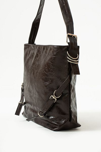Rosmod Bitter Brown Medium Voyo Boyfriend - Casual Belted Wrinkled Leather Shoulder Bag
