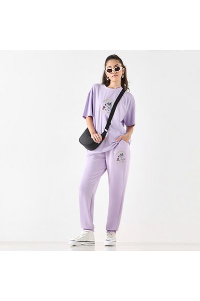SP Characters Tom and Jerry Embroidered Joggers with Drawstring Closure and Pockets