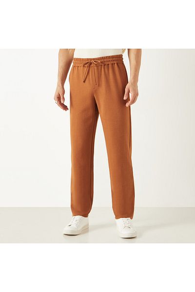 Iconic Solid Regular Fit Flexi Waist Joggers with Pockets