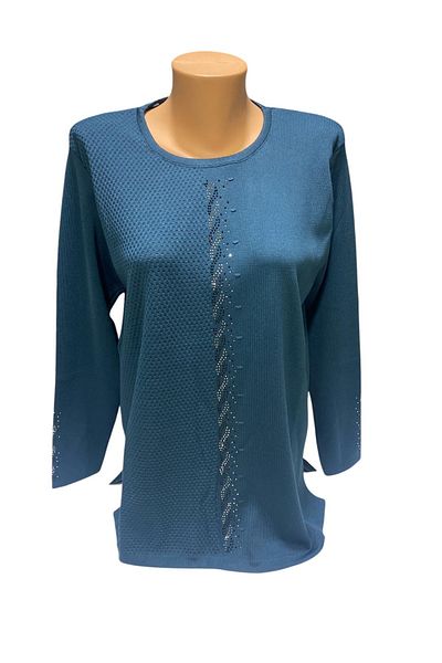 BURSPA Pulover de iarnă pentru mama cu gât rotund, cu detaliu de broderie de piatră perlă pe față