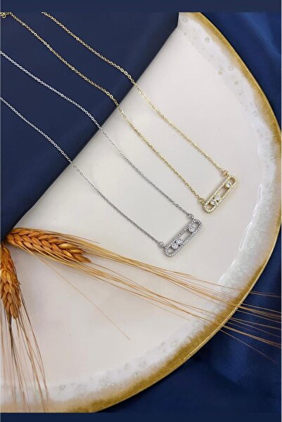 EGES SHİNE Zirkon taşlı kolye gümüş renk