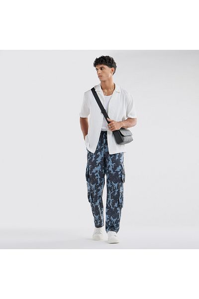 FAV Printed Regular Fit Cargo Pants with Drawstring Closure and Pockets