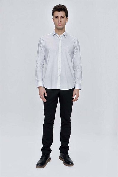 İmza Cămașă albă cu mânecă lungă, clasică, slim fit, din bumbac, lycra 1004225214
