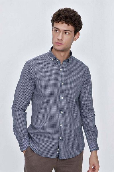 İmza Cămașă din bumbac lycra slim cu mânecă lungă albastru indigo 1004225207