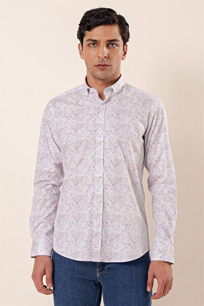 İmza Темно-синя сорочка з довгими рукавами, без кишень, з бавовняним лікрам, у стилі casual slim fit, вузького крою 1004230136