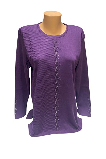 BURSPA سترة شتوية للأم برقبة دائرية وتفاصيل مطرزة بالأحجار اللؤلؤية