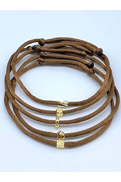 Concept HuBuTU 5’li Hediyelik Gold Objeli Minimal Bakır Kahve Floş İp Bileklik Seti