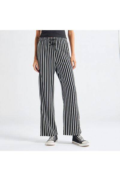 FAV Striped Wide Leg Pants with Drawstring Closure