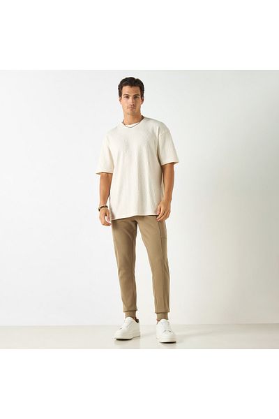 Iconic Solid Slim Fit Joggers with Drawstring Closure and Pockets