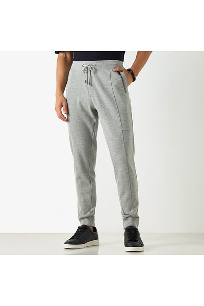 Iconic Solid Slim Fit Joggers with Drawstring Closure and Pockets