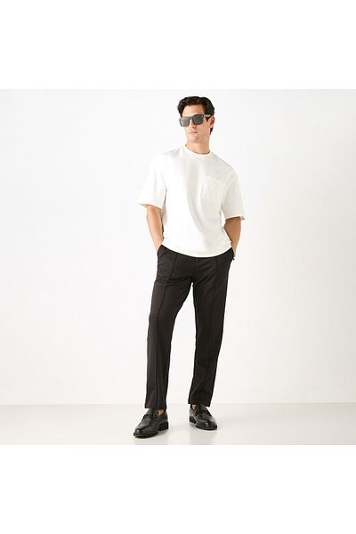 Iconic Solid Slim Fit Trousers with Pockets