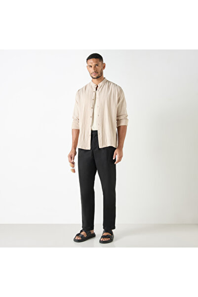 Iconic Solid Regular Fit Trousers with Pockets