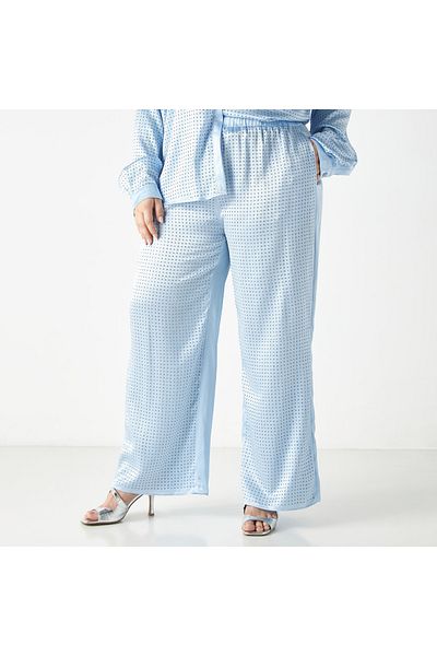 2Xtremz Embellished Wide Leg Pants with Elasticised Waistband and Pockets