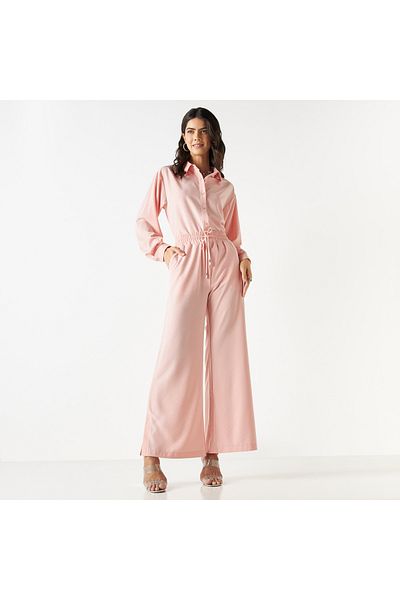 Iconic All-Over Embellished Flared Leg Pants with Elasticated Waistband and Pockets