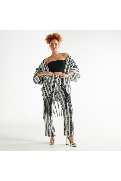 FAV All-Over Print Wide Leg Pants with Semi-Elasticated Waistband and Pockets