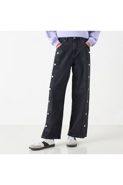 Lee Cooper Fit Wide Leg Jeans with Button Detail