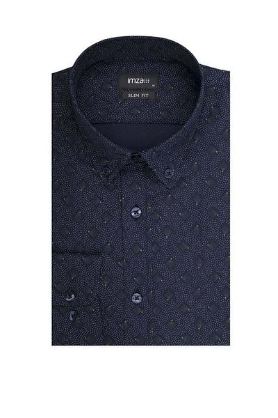 İmza Dark Khaki Long Sleeve Printed Button Collar Slim Fit Slim Fit Classic Shirt1004220274