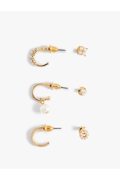Koton Set of 6 Pearl Hoops and Ball Earrings