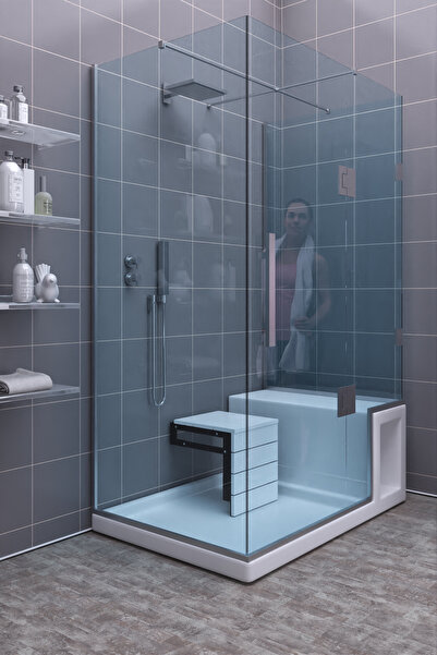 moka park avm Ahşap Duvara Monte Katlanabilir Metal Ayaklı Banyo Taburesi