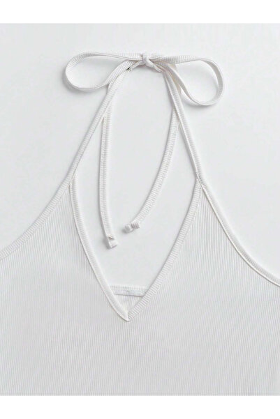 Liona 2 Pack Black and White Patternless Ribbed Sleeveless Strappy Crop Top Blouse