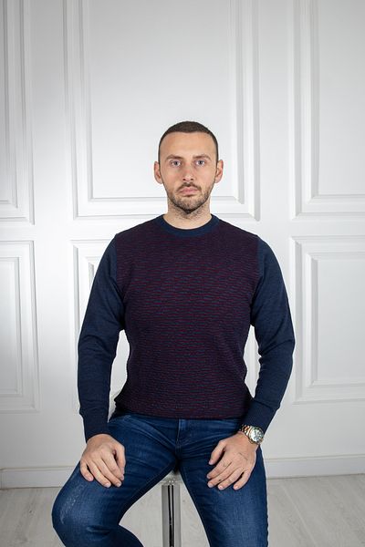 Sarar Interviu Pulover tricotat cu decolteu în formă de O, albastru bleumarin închis
