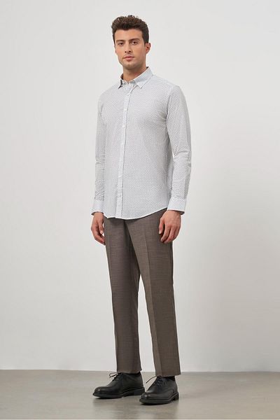 İmza Λευκό μακρυμάνικο Classic Slim Fit Cotton Perfectto 1004240259