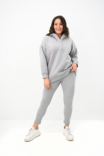 Koza Butik Дамски комплект клинове с качулка и копчета, големи размери, 8154-25