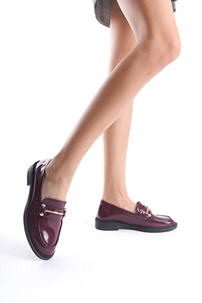 öz se shoes Бордові туфлі-мокасини з пряжкою